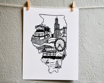 340x270 sears tower drawing etsy - Sears Tower Drawing
