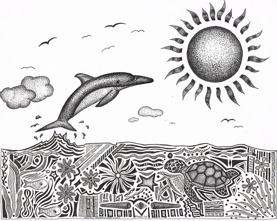 900x718 seascape drawing - Seascape Drawing