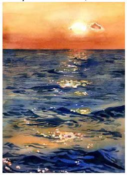 254x349 seascape in water color made - Seascape Drawing