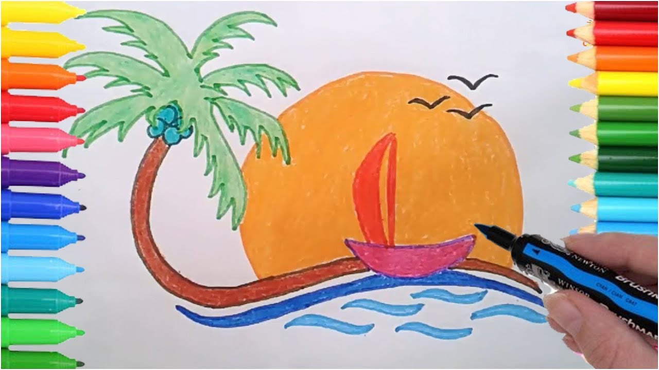 1280x720 drawing for kids how to draw seascape for kids coloring book - Seascape Drawing