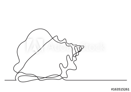 500x354 Single Line Drawing Of Sea Shell - Seashell Line Drawing