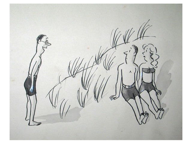 640x480 Vintage Original Comic Art Proof Seashore Pen Pencil Drawing - Seashore Drawing