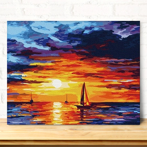 500x500 Mahuaf Sunset Seaside Framed Pictures Painting - Seaside Drawing