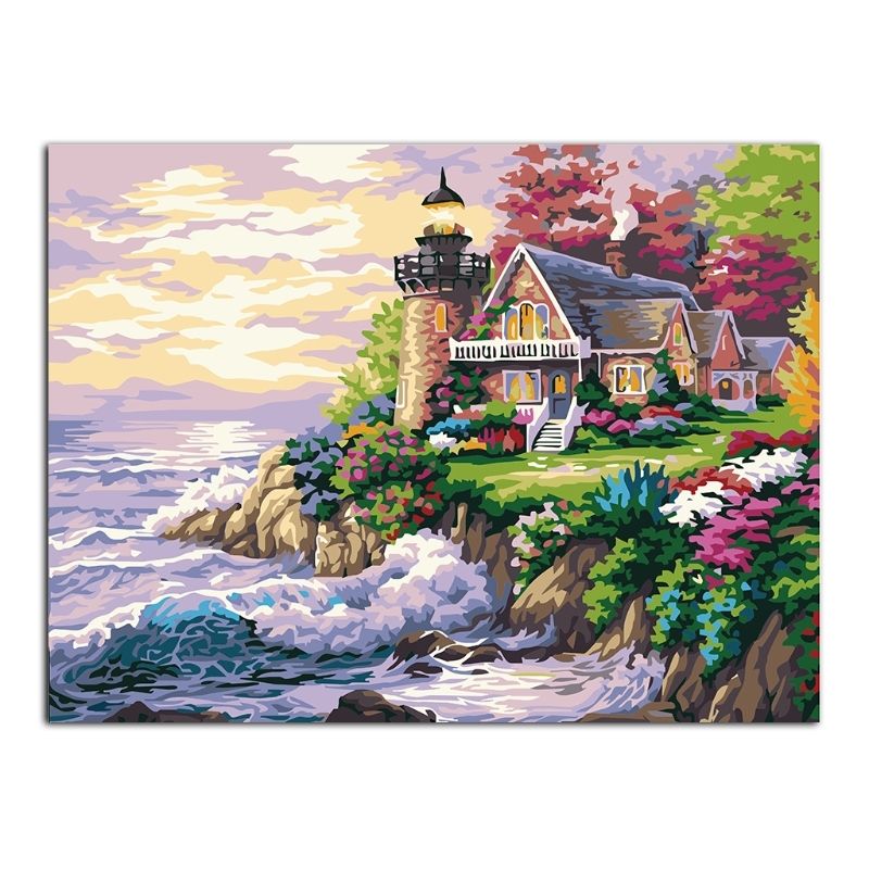 800x800 Seaside Villa Diy Oil Painting Paint - Seaside Drawing