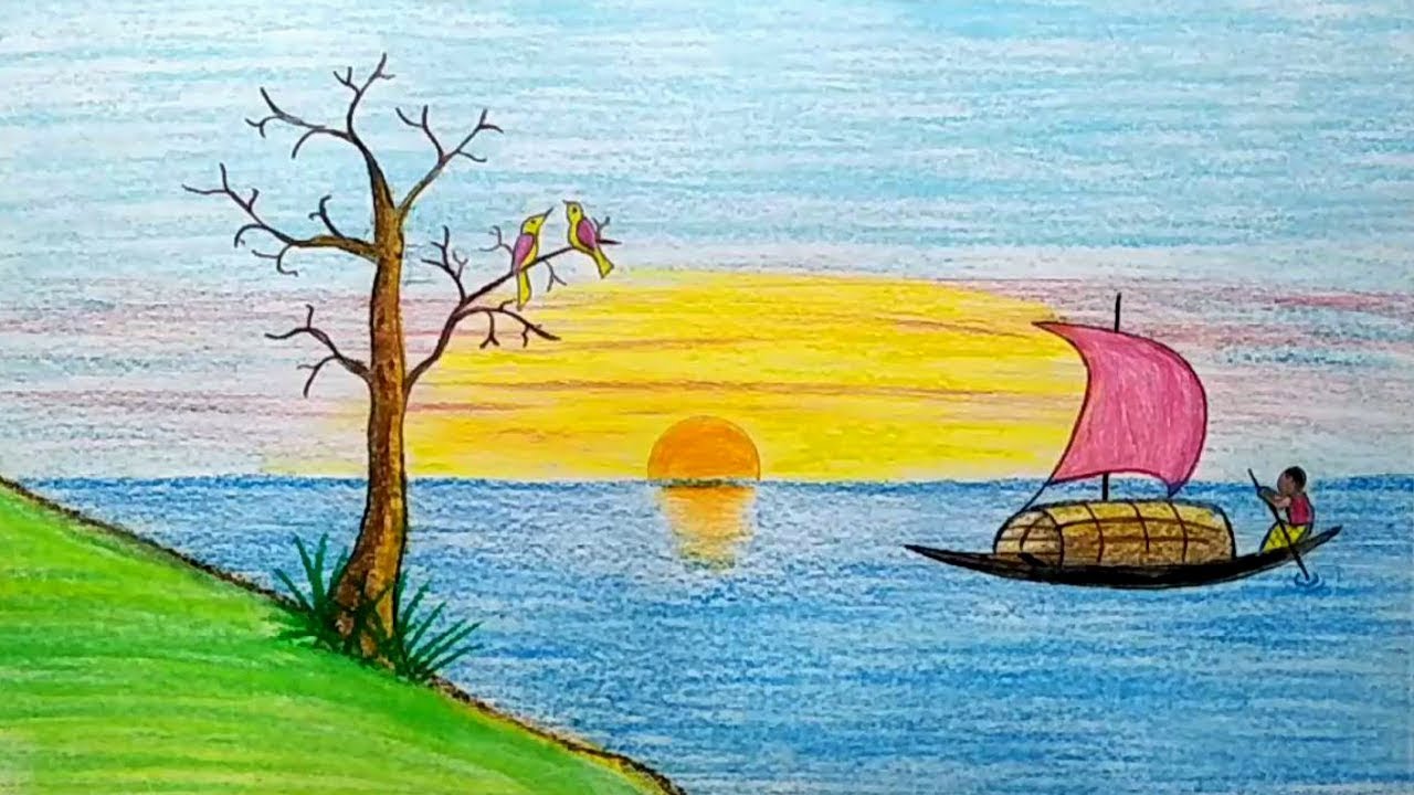 Эскиз композиции пейзажа с водным простором