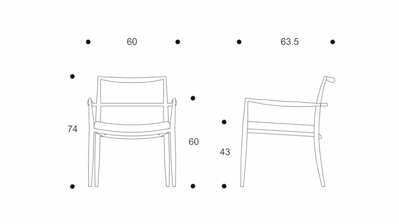 800x450 Ryo, Low Dining Chair - Seat Drawing