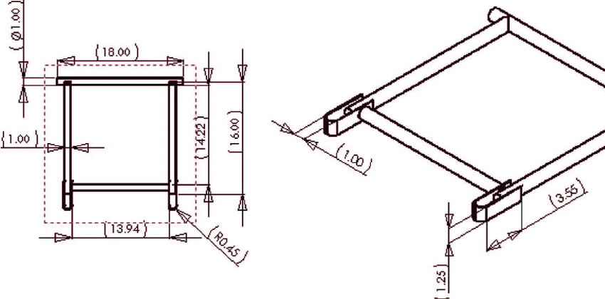 850x420 Seat Bottom Engineering Drawing, Top - Seat Drawing
