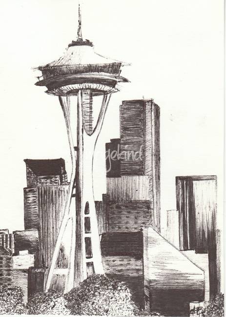463x650 stunning seattle skyline drawings and illustrations for sale - Seattle Drawing