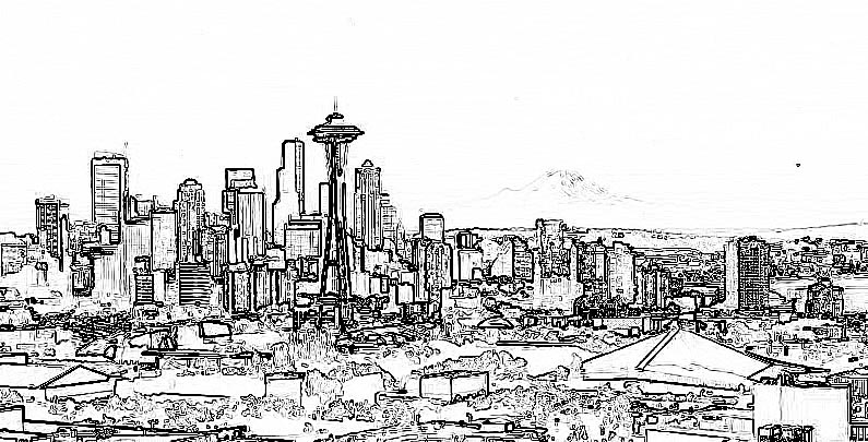 795x405 cityscape drawing skyline seattle for free download - Seattle Drawing