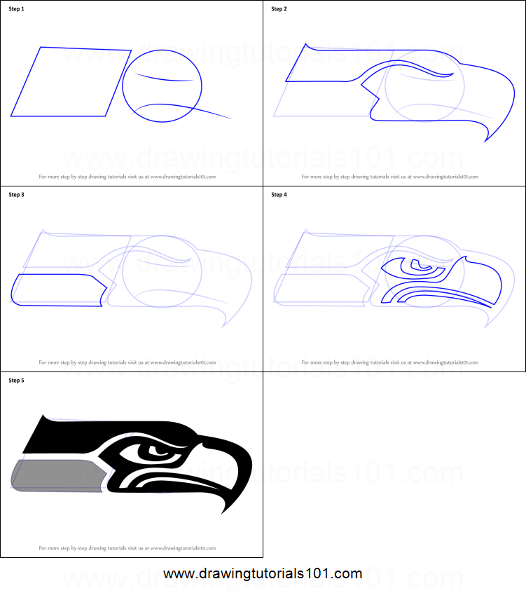 751x846 How To Draw Seattle Seahawks Logo Printable Step - Seattle Seahawks Logo Drawing