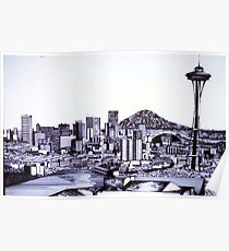 210x230 Seattle Skyline Drawing Posters Redbubble - Seattle Skyline Drawing