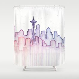 264x264 Seattle Skyline Shower Curtains - Seattle Skyline Drawing