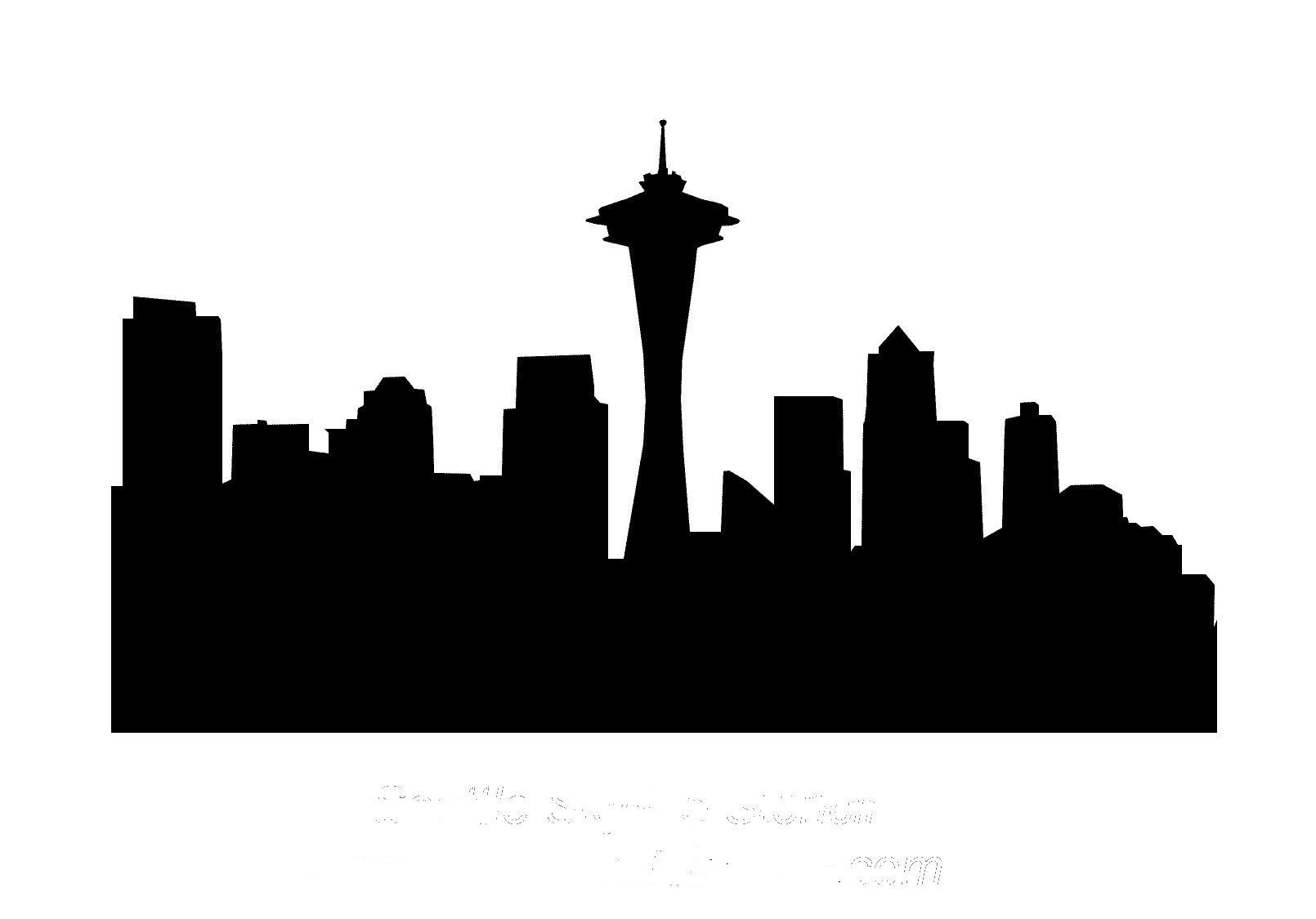 1610x1125 Seattle Drawing Free Download - Seattle Skyline Drawing