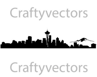 340x270 Seattle Skyline Etsy - Seattle Skyline Drawing