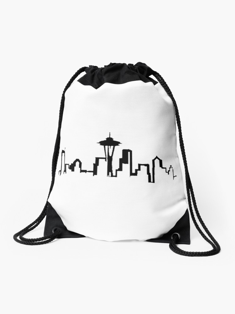 750x1000 Seattle Skyline Drawstring Bag - Seattle Skyline Line Drawing