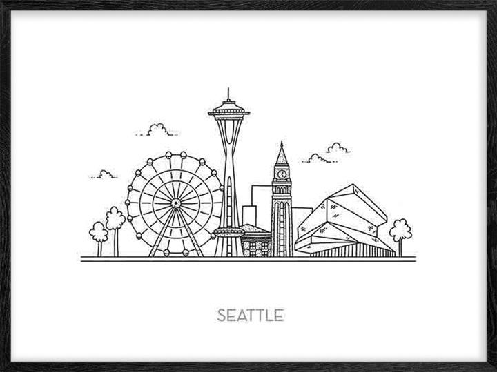 720x540 Seattle Skyline - Seattle Skyline Line Drawing