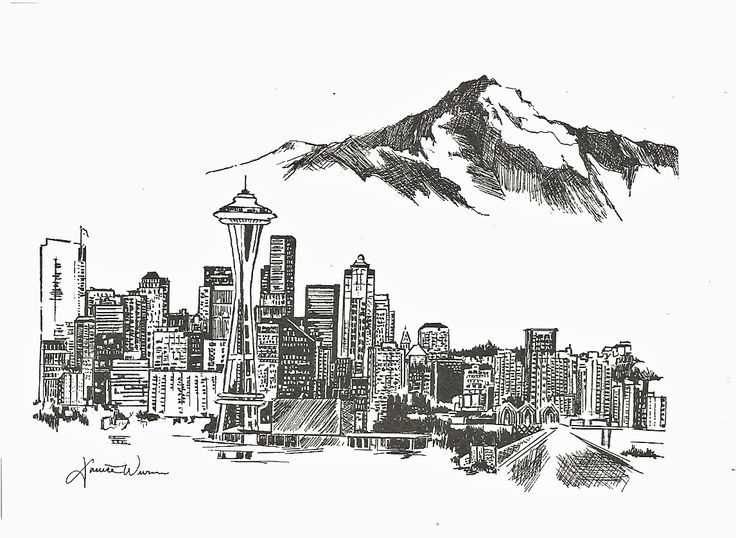 736x538 Seattle Skyline Line Drawing - Seattle Skyline Line Drawing
