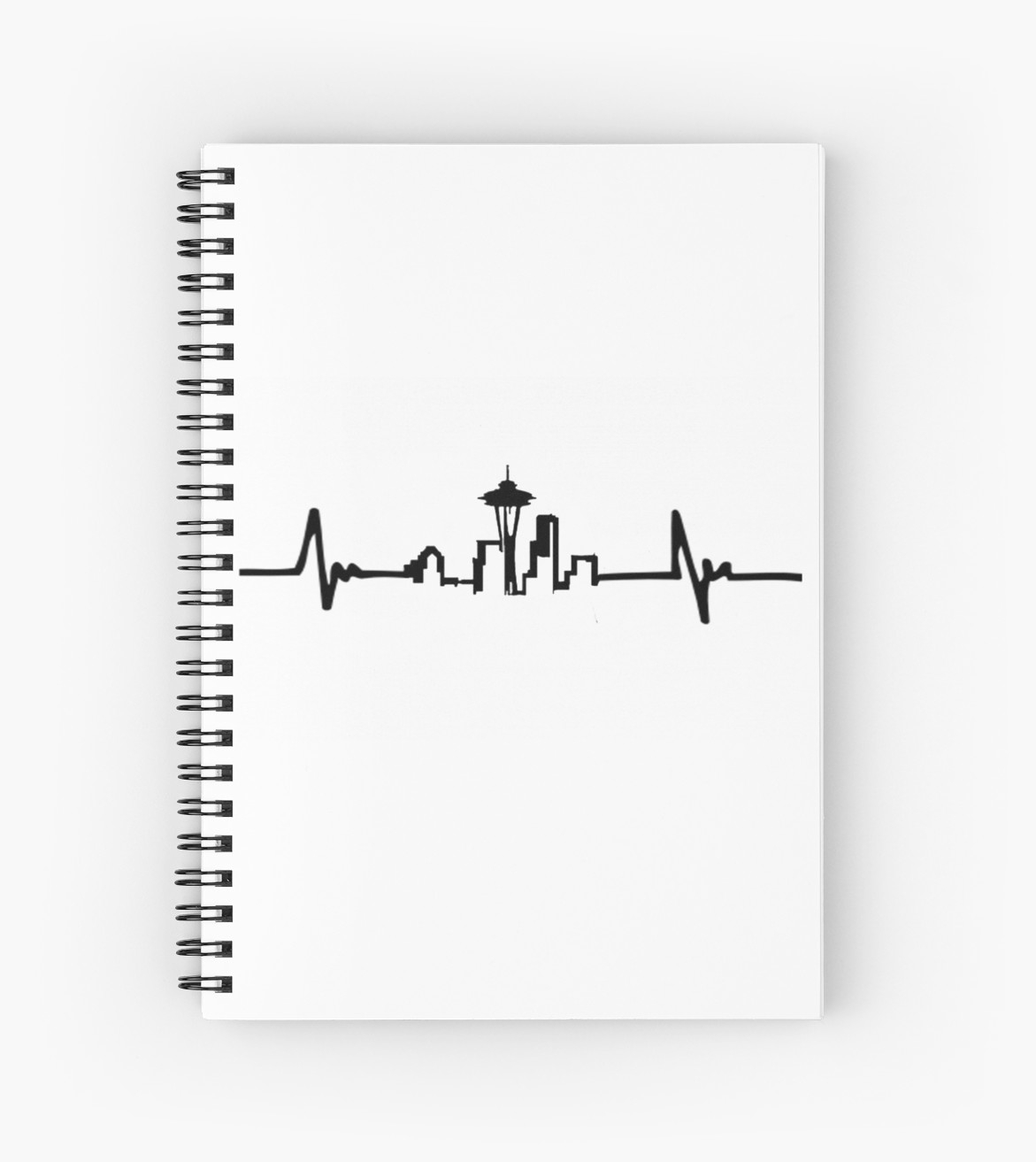 1171x1313 Heart Beat And Seattle Skyline Spiral Notebooks - Seattle Skyline Line Drawing