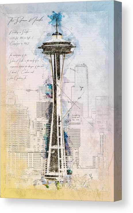 463x740 Space Needle, Seattle, Usa Canvas Print Canvas Art - Seattle Space Needle Drawing