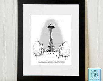 340x270 Space Needle Drawing Etsy - Seattle Space Needle Drawing