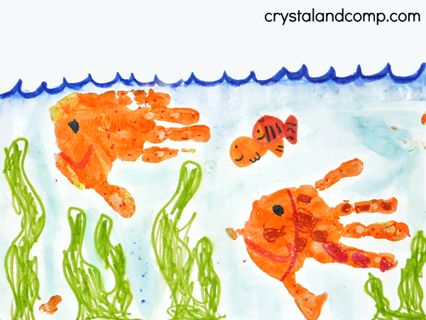 600x451 hand print art u is for underwater - Seaweed Underwater Drawing