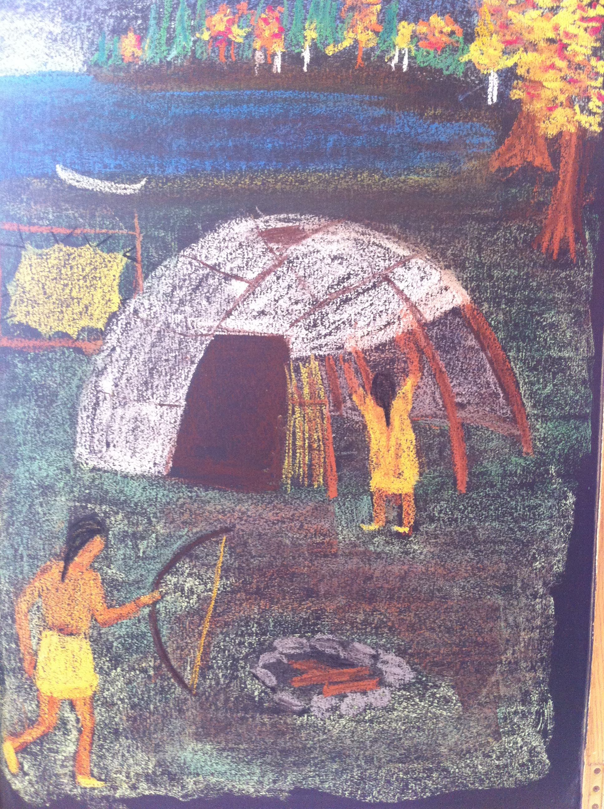 1936x2592 native american house building third grade waldorf chalk boards - Second Grade Drawings
