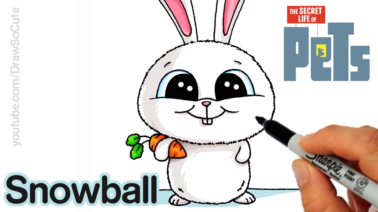 1280x720 how to draw snowball step - Secret Life Of Pets Drawing