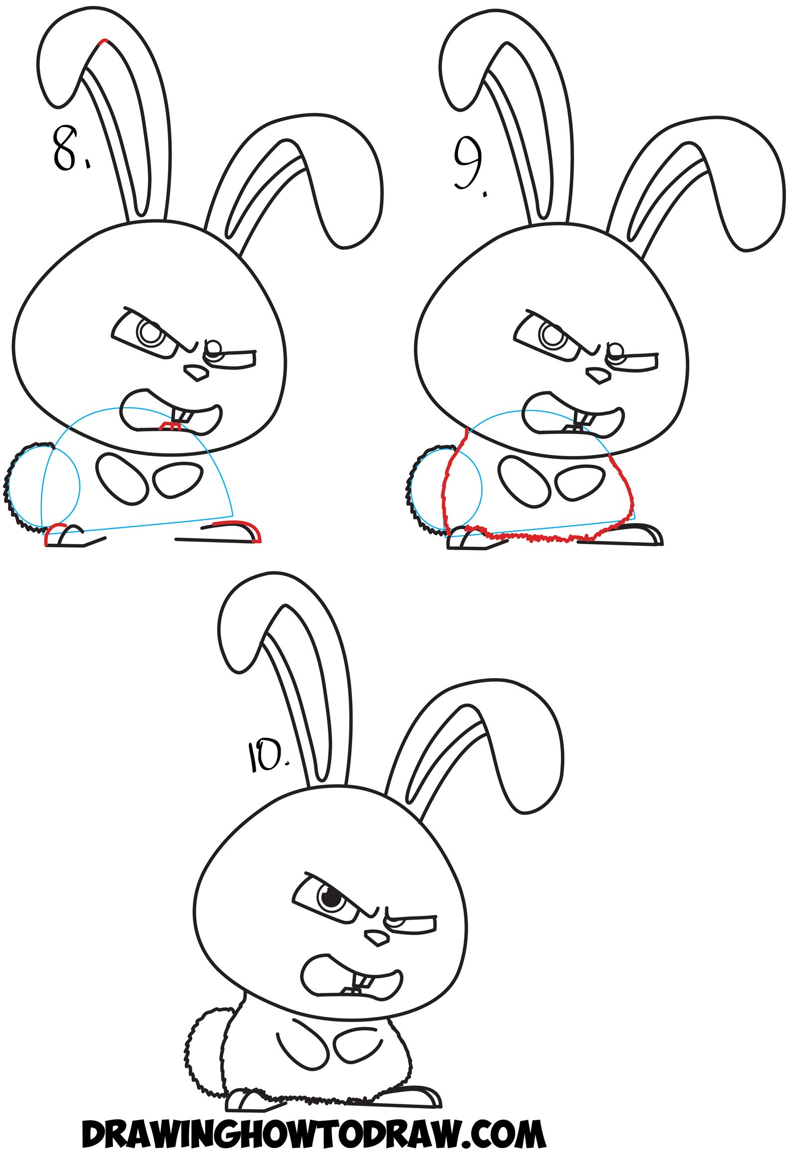 1600x2326 how to draw snowball the bunny rabbit from the secret life of pets - Secret Life Of Pets Drawing