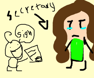 300x250 Sad Secretary Drawing - Secretary Drawing