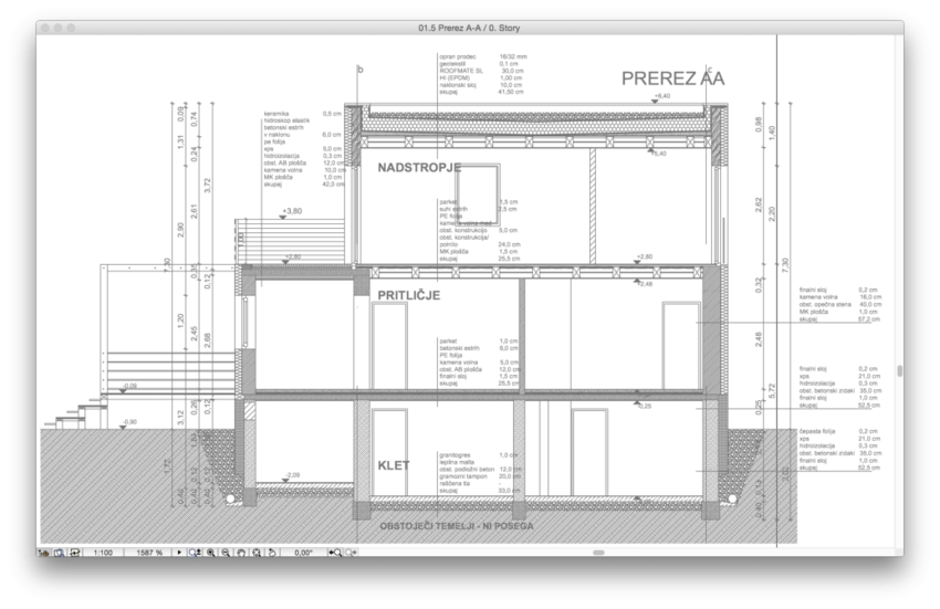 850x551 predefined section plan of a building drawing primitives - Section Drawing