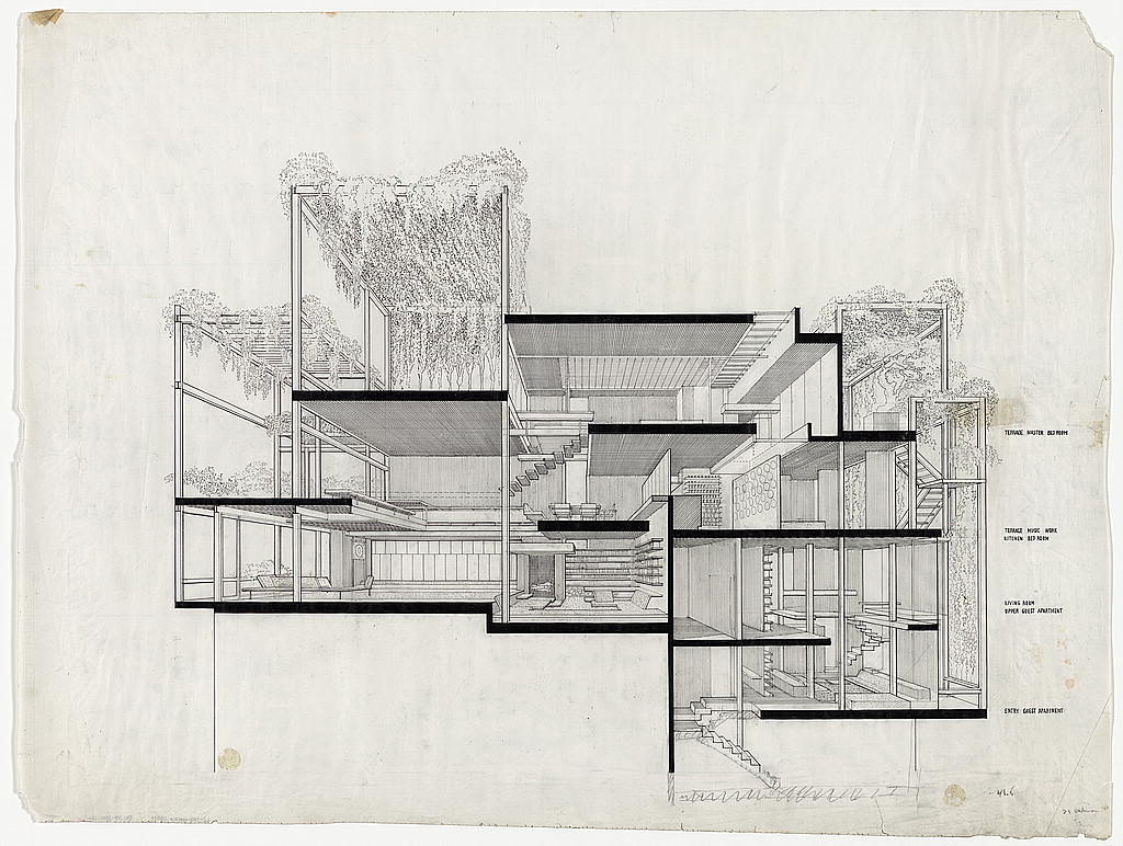 1024x772 a selection of paul rudolph's perspective sections socks - Section Drawing Architecture