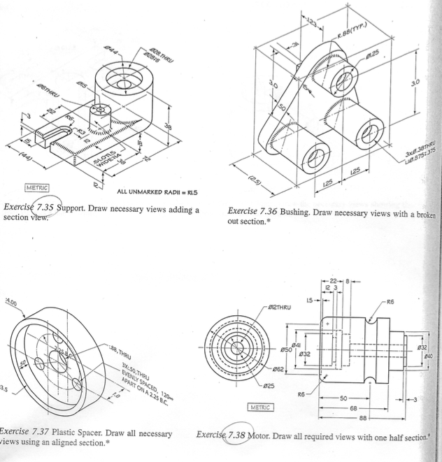 Sectional View Engineering Drawing Exercises at