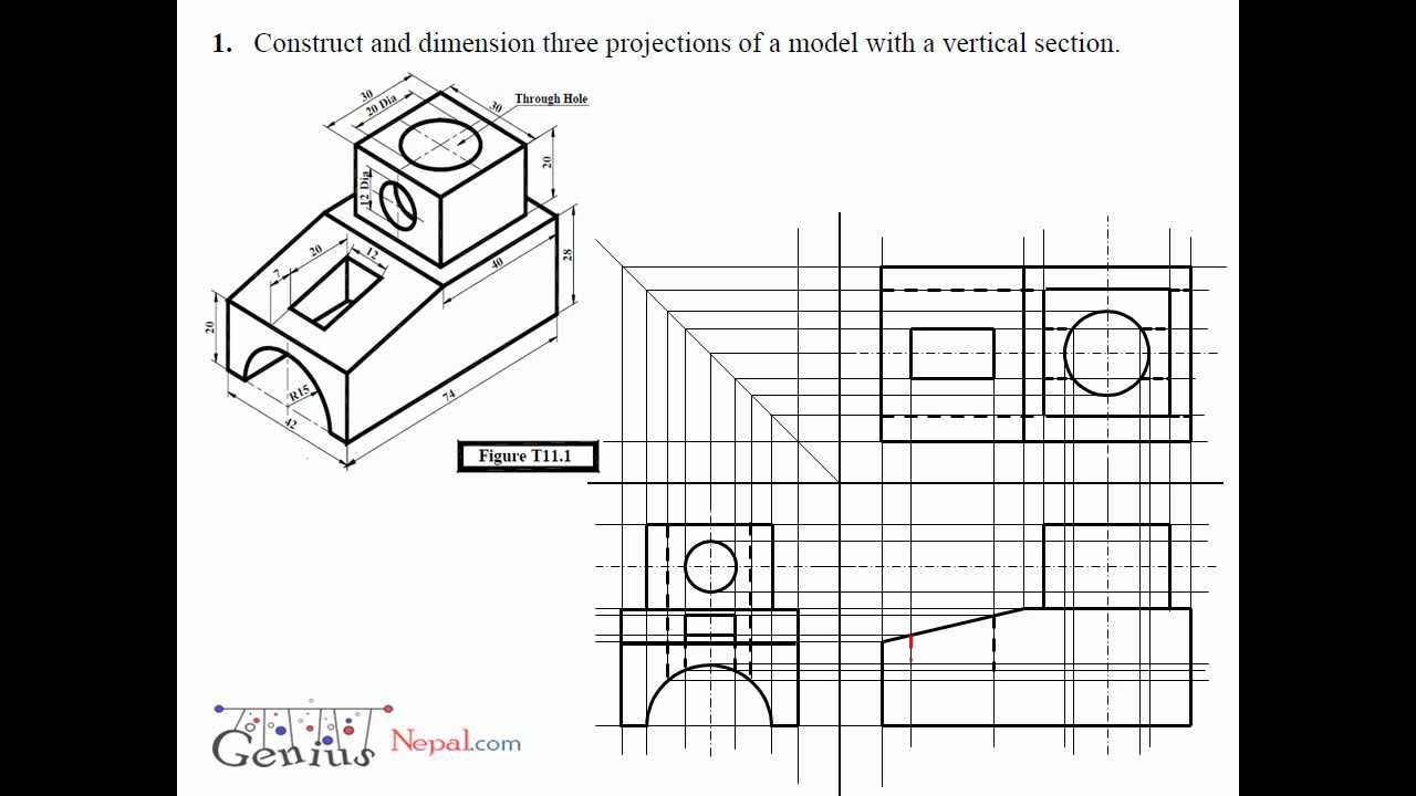 Sectional View Engineering Drawing Exercises at