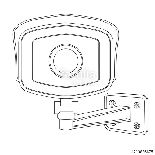 500x500 cctv security camera front view outline drawing stock image - Security Camera Drawing