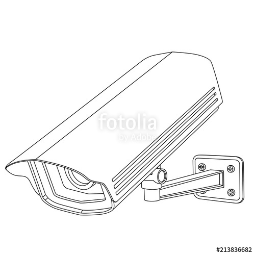 500x500 cctv security camera outline drawing stock image and royalty - Security Camera Drawing