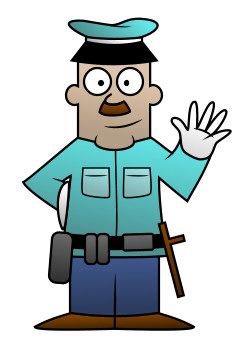 250x350 drawing a cartoon policeman hobby info happy cartoon, cartoon - Security Guard Drawing