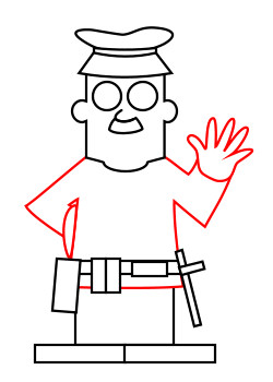 250x350 drawing a cartoon policeman - Security Guard Drawing