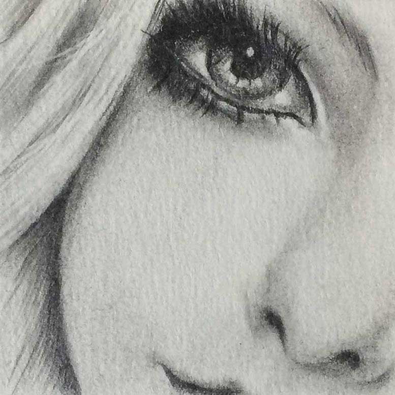 777x777 Graphite Female Eye Pencil Drawing Sophie's Sketchbook - Segment Drawing