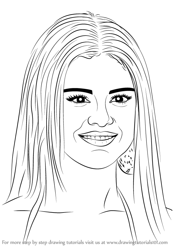 598x844 Learn How To Draw Selena Gomez - Selena Drawing