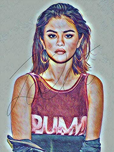 375x500 selena gomez drawing print poster hand drawn coloured - Selena Gomez Drawing