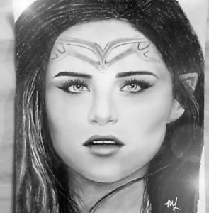 295x300 selena gomez elf drawing with graphite pencil ebay - Selena Gomez Drawing