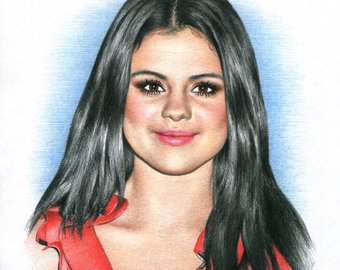 340x270 selena gomez drawing etsy - Selena Gomez Drawing