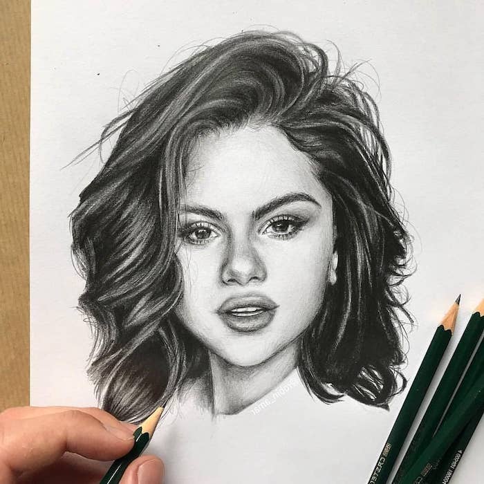 Selena Gomez Drawing Step By Step at PaintingValley.com | Explore ...