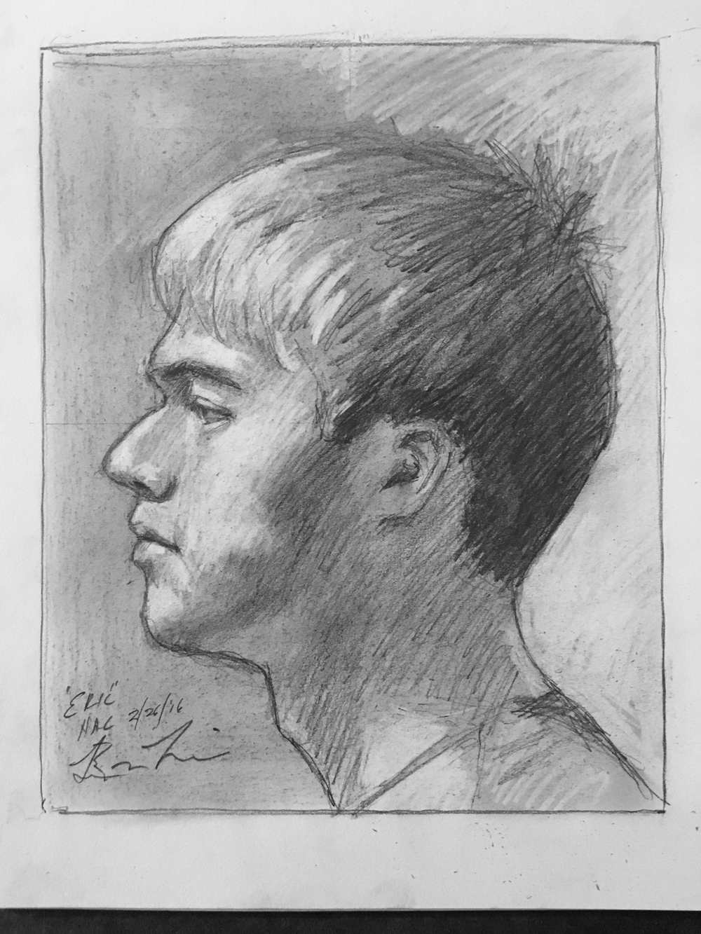 1000x1333 Profile Portrait Demonstrations Drawing On The Right Side - Self Image Drawing
