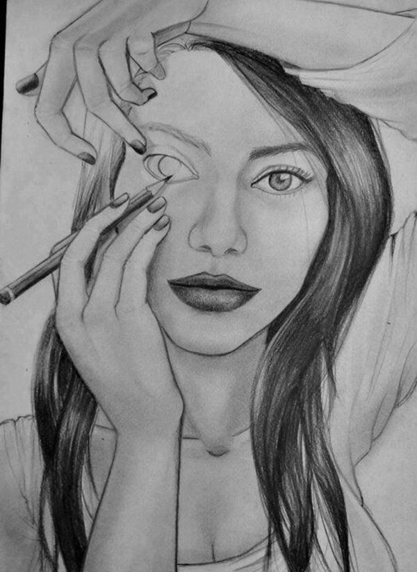 600x824 Art Ideas Cool Pictures To Draw Great Facial Images As - Self Portrait Ideas Drawing