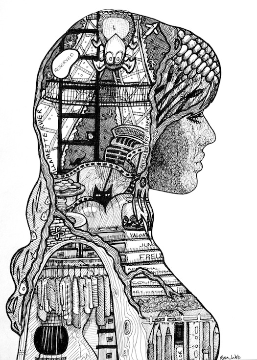 525x737 Line Self Portrait - Self Portrait Ideas Drawing