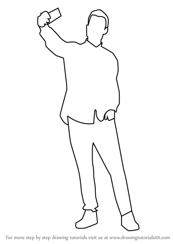 567x800 learn how to draw a man taking selfie - Selfie Drawing