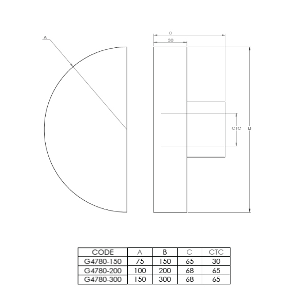600x600 semi circle timber pull handle - Semi Circle Drawing