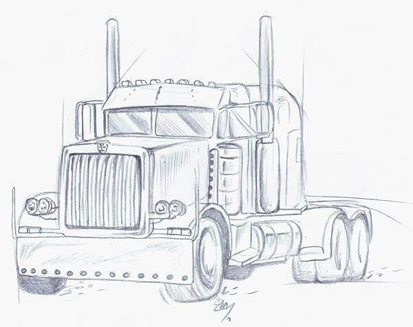 600x474 Pencil Drawings Of Semi Trucks Truck Sketches Related Keywords - Semi Drawing