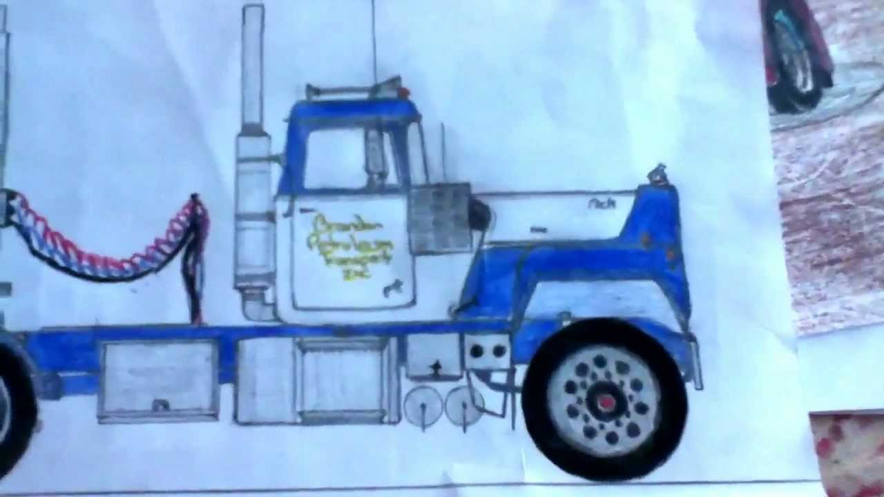 1280x720 Awesome Truck Drawings - Semi Drawing